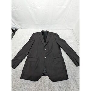 Luigi Bianchi Mantova‎ Suit Size 42L Gray Blue Stripes 100% Lana Wool Made Italy